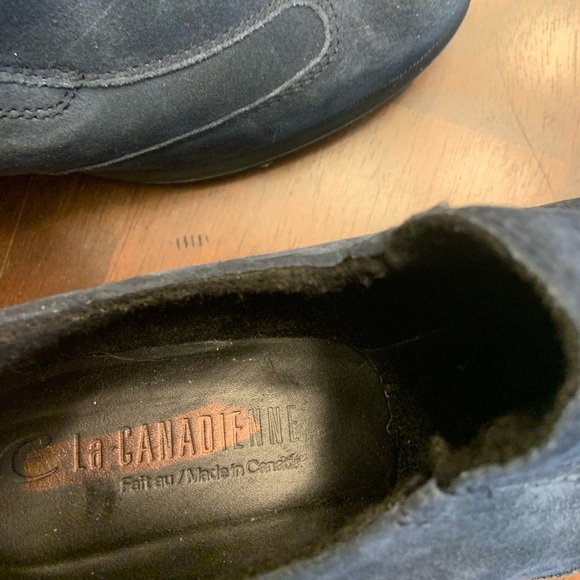 La Canadienne Lisa Wedge Slip-On‎ Suede Loafers Women's Navy Size 8M - Picture 6 of 7